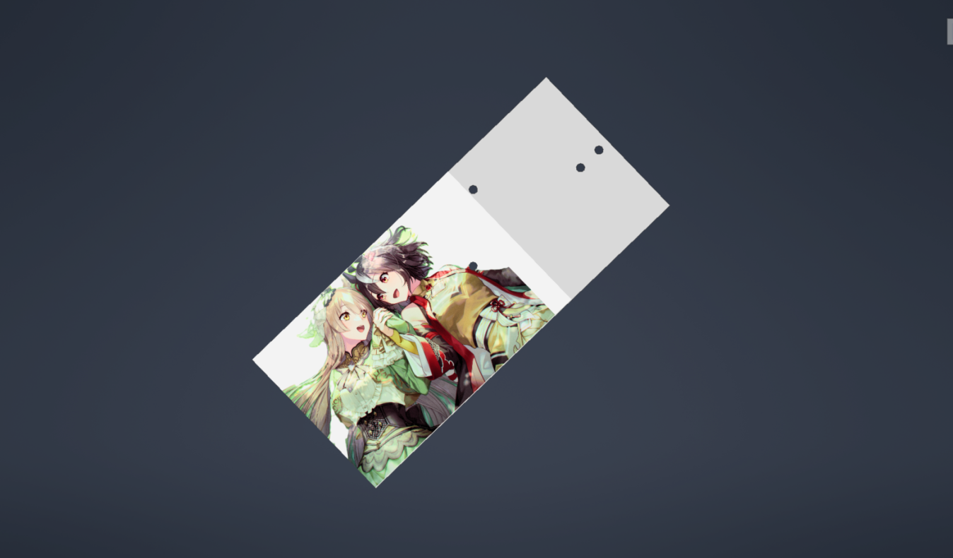 A rectangular piece of plastic in CAD with anime girls on it